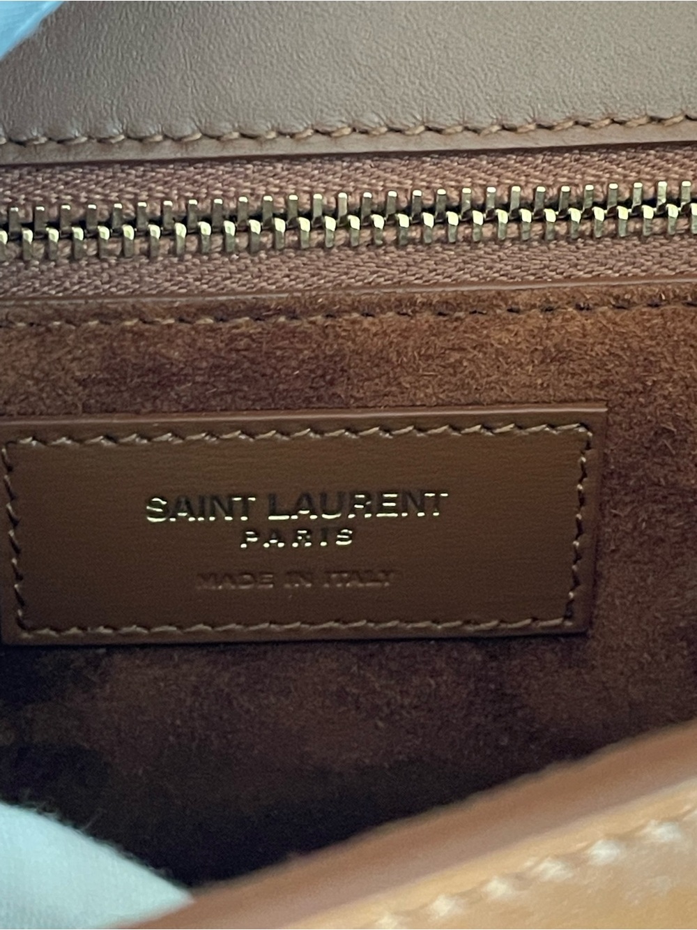 Saint Laurent Carré Canvas Satchel Crossbody Bag – Beige Canvas & Cognac Leather - Picture 9 of 11